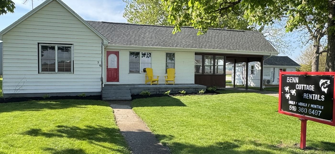 Current front view of Benn Cottage Rentals in Mitchell's Bay